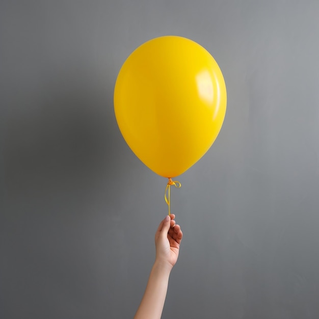 mão segurando balão amarelo
