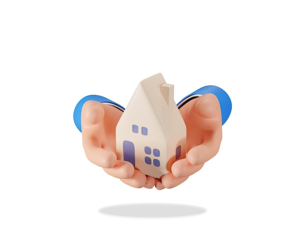 Mão segurando o conceito de investimento financeiro doméstico economizando dinheiro para o conceito de casa