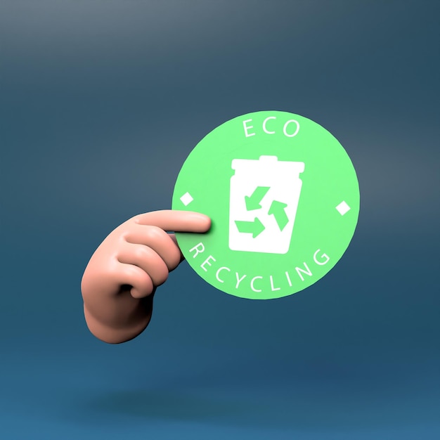 Mão segurando o ícone de reciclagem ecológica Conceito de ecologia 3d render ilustração