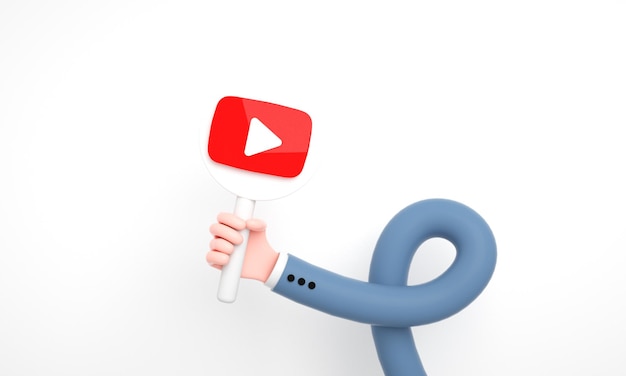 Foto mão segurando o ícone do youtube de mídia social e o fundo do logotipo para marketing de mídia social