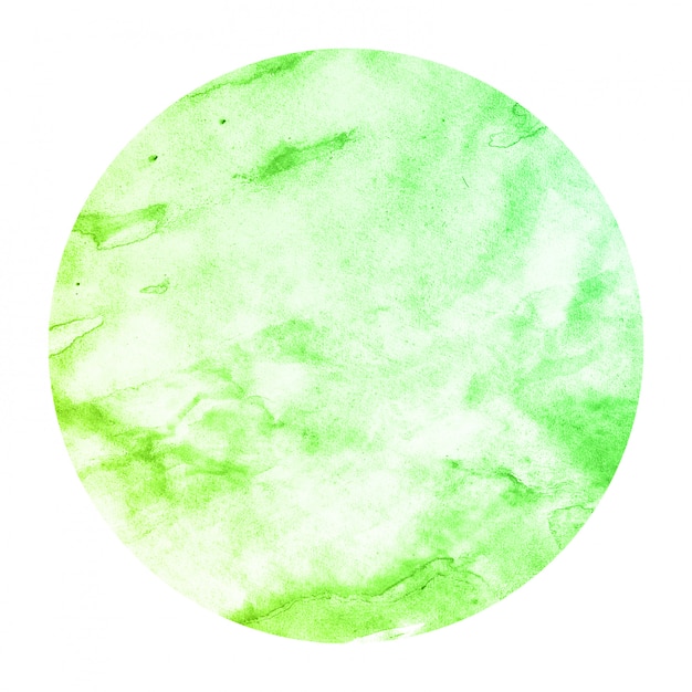 Mão verde desenhado em aquarela textura de fundo quadro circular com manchas