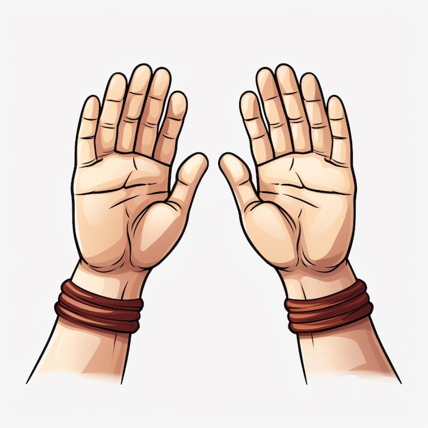 Foto mãos batendo palmas ilustração de desenho animado 2d em fundo branco
