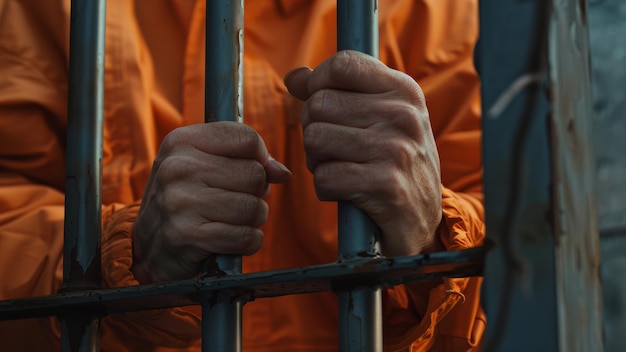 Foto mãos desesperadas agarrando barras de prisão refletindo a dura realidade do encarceramento