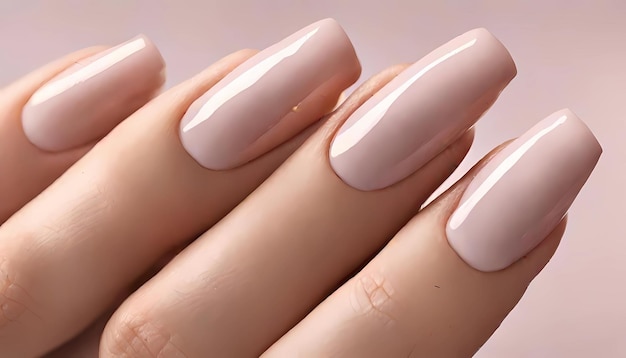 Mãos femininas com design de unhas bege Manicure de esmalte de unhas Ilustrações de IA gerativa