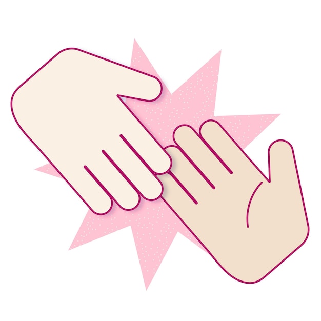 Mãos que tocam adesivo png desenho de desenho animado fundo transparente