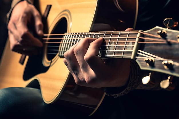 Mãos tocando música de guitarra Gerar Ai