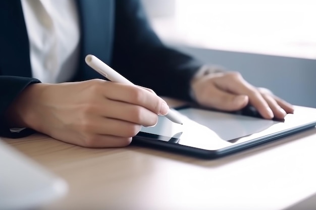 Mãos usando tablet Gerar Ai