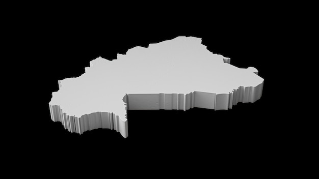 Mapa 3D de Burkina Faso Geografía Cartografía y topología Superficie azul marino Ilustración 3D