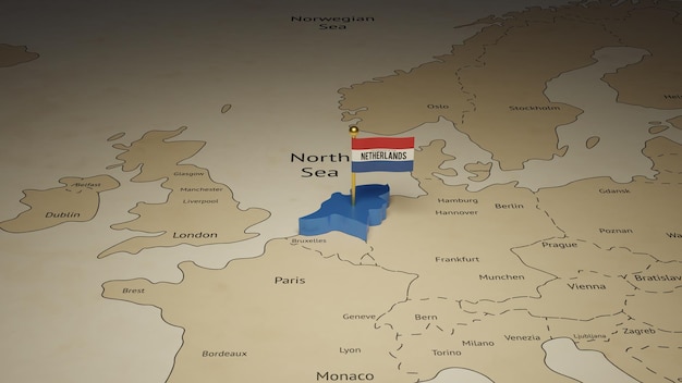 Mapa 3d da holanda para comemorar o dia da independência