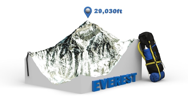 Foto mapa 3d do everest para montanhismo