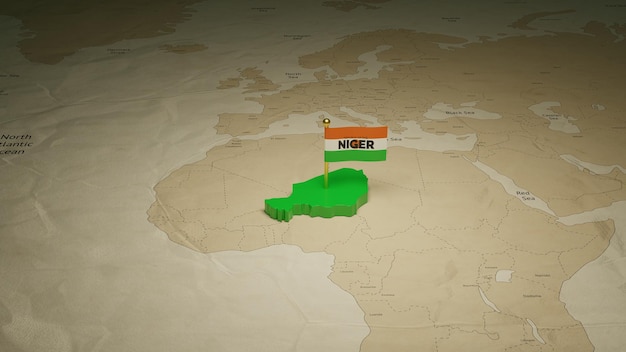 Mapa 3D do Níger para comemorar o Dia da Independência