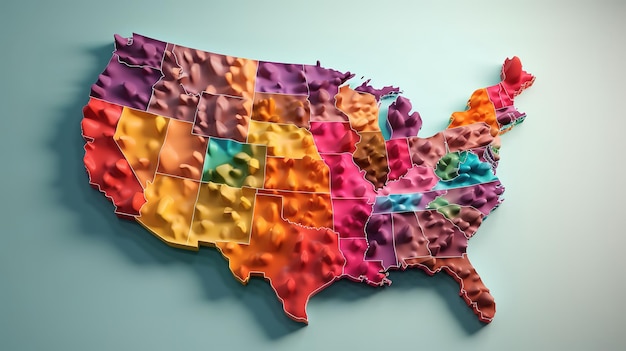 Mapa 3D de los Estados Unidos de América Generativo Ai