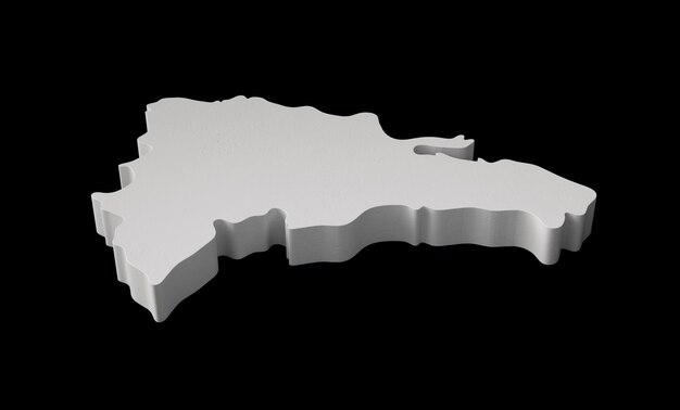 Mapa 3D de República Dominicana Geografía Cartografía y topología Ilustración 3D en blanco y negro