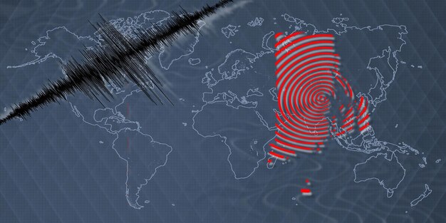 Foto mapa de la actividad sísmica del terremoto de rhode island