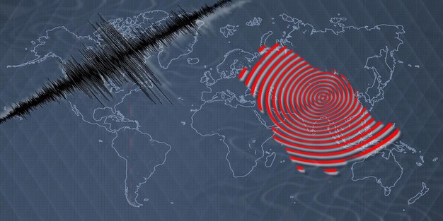 Foto mapa de la actividad sísmica del terremoto en ruanda