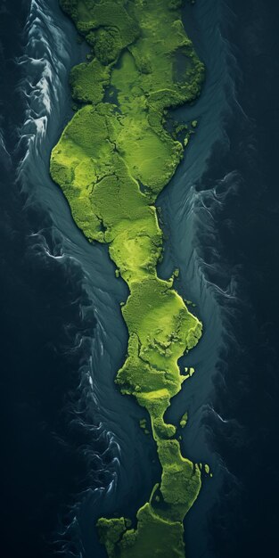 Mapa aéreo de paisajes realistas del mundo verde con influencias mesoamericanas