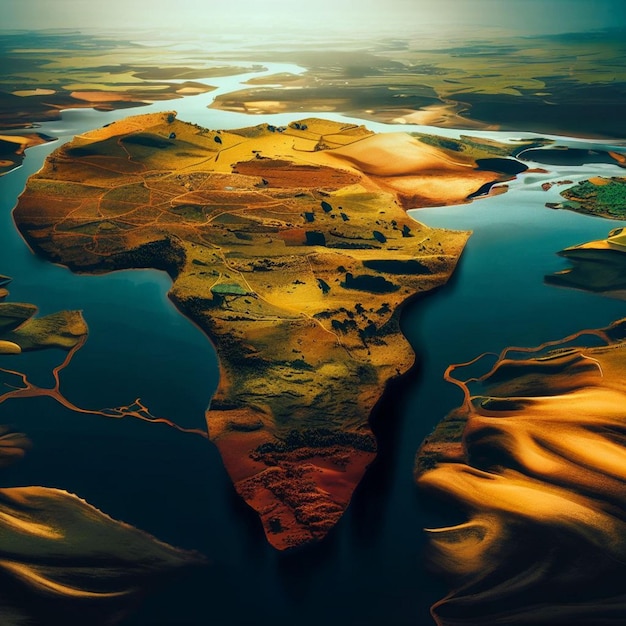 Foto mapa de áfrica con sus riquezas.