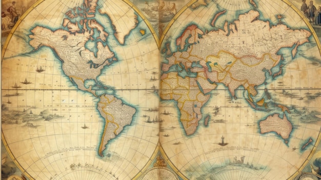 Foto mapa antiguo del mundo de 1733