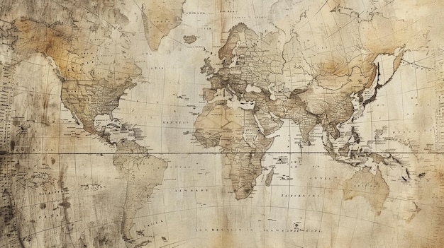 mapa arrafado del mundo con una línea de tierra en él generativo ai