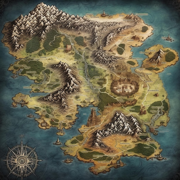 El mapa de la aventura de concepto de fantasía