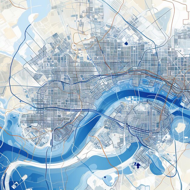 Foto mapa azul y blanco de la ciudad de nueva orleans luisiana