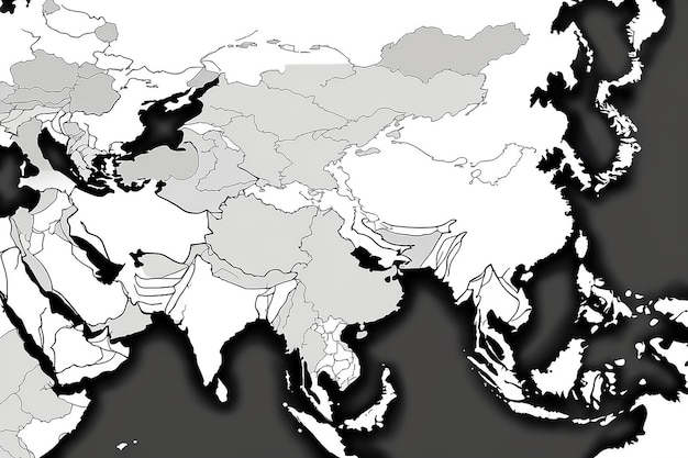 Foto el mapa en blanco gratuito de asia.