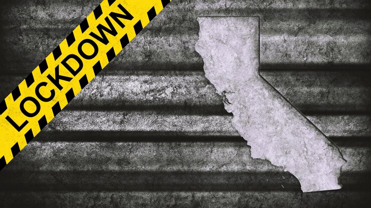 Foto mapa de bloqueo de california, coronavirus, fondo de cuarentena de brote