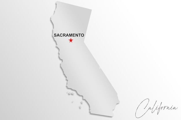 Mapa de California aislado sobre fondo blanco.