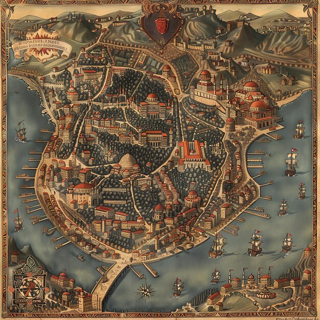 un mapa de una ciudad con una ciudad en el medio