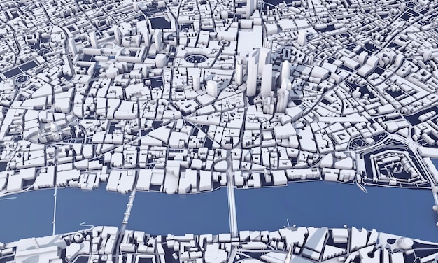 Mapa de la ciudad de Londres d renderizado vista satelital aérea