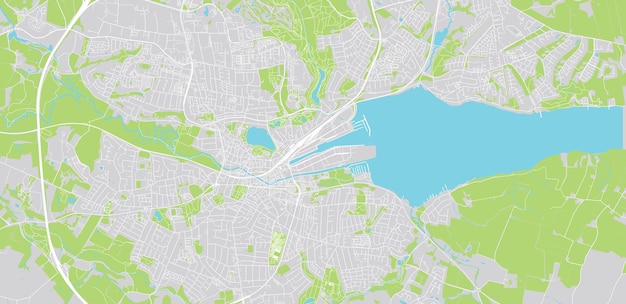 Mapa de la ciudad de vector urbano de Kolding Dinamarca