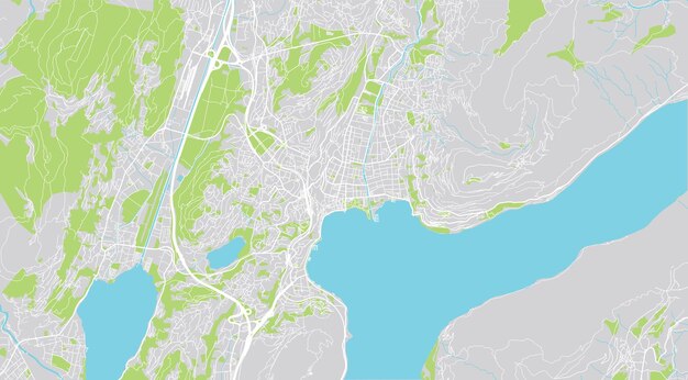 Mapa de la ciudad de vector urbano de Lugano Suiza Europa