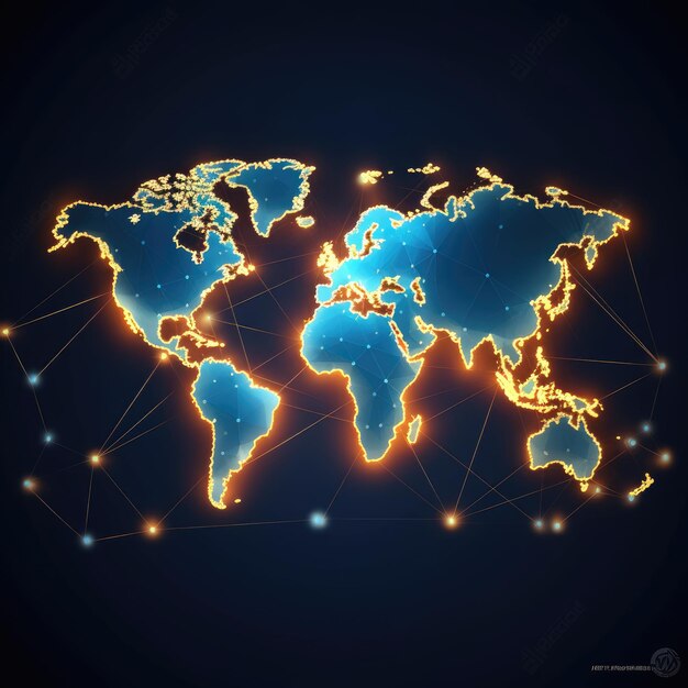 mapa de la comunidad mundial digital mapa global concepto digital