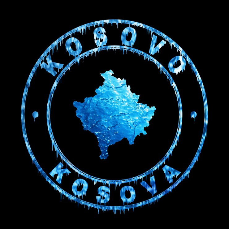Foto mapa del concepto de agua de kosovo
