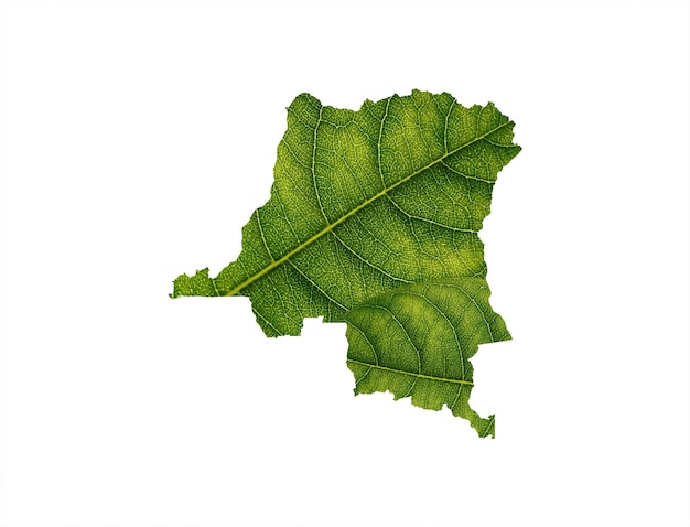 Mapa de Congo hecho de hojas verdes concepto ecología Mapa hoja verde sobre fondo de suelo