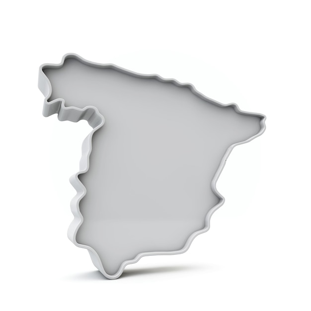 Mapa d simples da Espanha em renderização d cinza branco