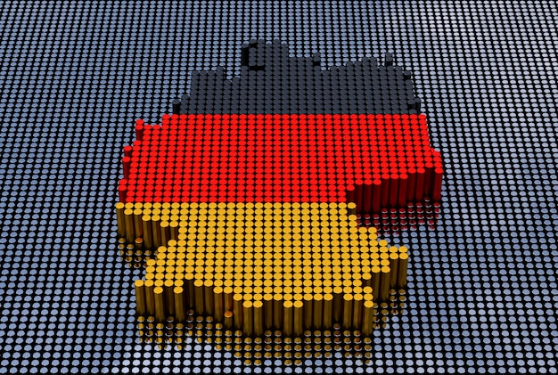 Foto mapa da alemanha pixel art estilo com as cores da bandeira da alemanha. renderização 3d