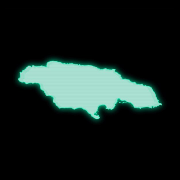 Mapa da antiga tela verde do terminal de computador da Jamaica em fundo escuro