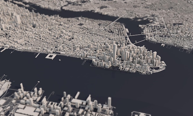 Mapa da cidade de Nova York d renderizando a vista aérea de satélite