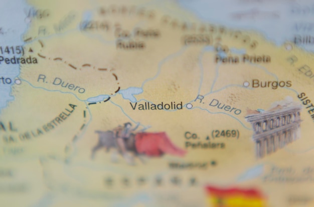 Foto mapa da cidade de valladolid na espanha conceito de viagem