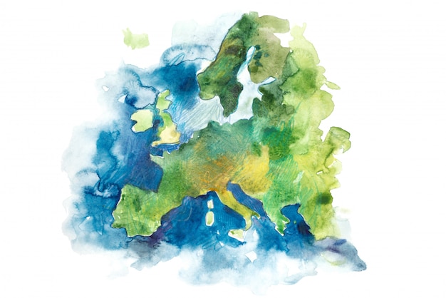 Mapa da europa pintado em aquarela