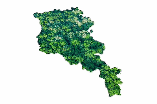 Mapa da floresta verde da Armênia, sobre fundo branco