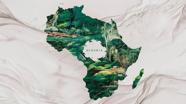 Foto mapa da floresta verde da nigéria em fundo branco