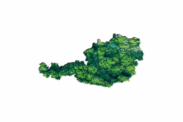 Mapa da floresta verde da Áustria, sobre fundo branco