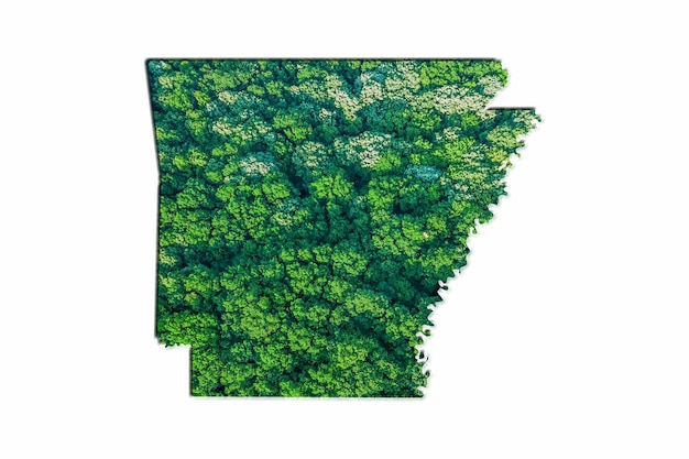 Mapa da Floresta Verde do Arkansas, sobre fundo branco