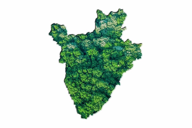 Mapa da floresta verde do Burundi, sobre fundo branco