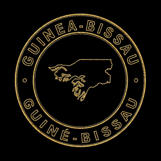 Foto mapa da guiné-bissau selo dourado fundo preto