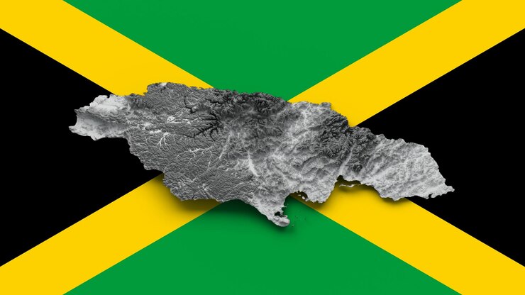 Foto mapa da jamaica branco alívio sombreado cor mapa de altura na bandeira fundo ilustração 3d