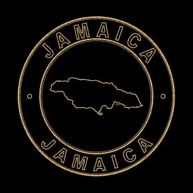 Mapa da Jamaica Golden Stamp fundo preto