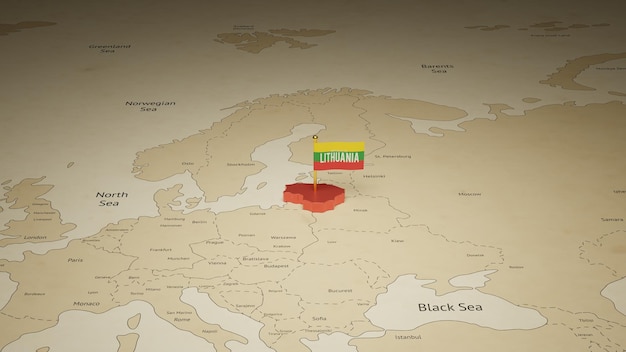 Mapa da Lituânia de renderização em 3D para comemorar o Dia da Independência